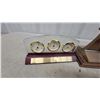 Image 4 : Brass Desk Compass, Barometer, 2003 Weather Station Clock, Desk Clock, and More
