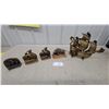 Image 1 : Brass Sailing Ship Lamp Bronze Buffalo Sculpture, and Metal Bookends Vintage