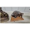 Image 4 : Brass Sailing Ship Lamp Bronze Buffalo Sculpture, and Metal Bookends Vintage