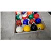 Image 2 : Complete Billiard Ball Set with Cue Ball and Numbered Solids and Stripes in Box Appear N.O.S.