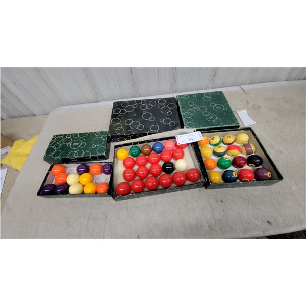Belgian Billiard Ball Sets Including American Pool and Snooker Balls, 3 Sets