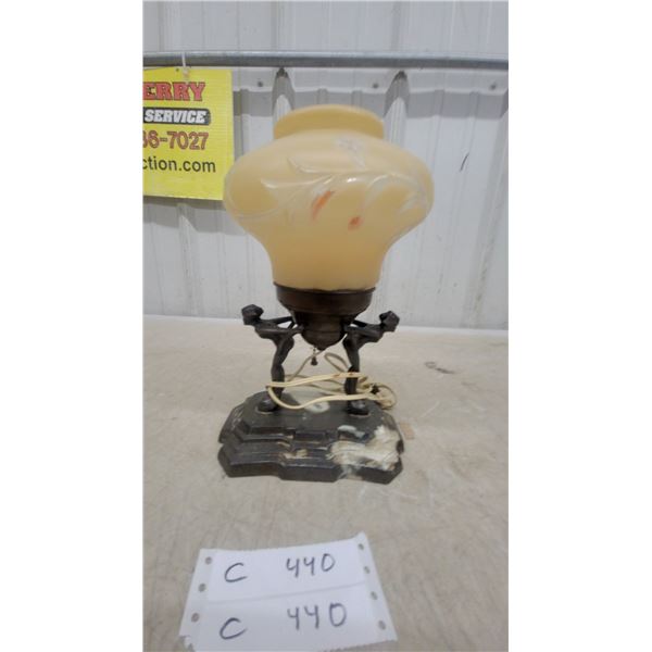 Art Deco Figural Table Lamp with Frosted Glass Shade, Circa 1920s