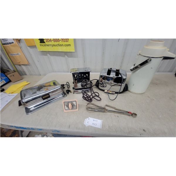 Vintage Toastmaster Deluxe 1B24 Chrome Pop-Up Toaster, Hand Mixer, and More