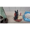 Image 4 : Vintage Ceramic Horse TV Lamp with Shade and Dog Cast Door Stop and Porc. Polar Bear Book Ends