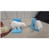 Image 5 : Vintage Ceramic Horse TV Lamp with Shade and Dog Cast Door Stop and Porc. Polar Bear Book Ends