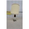 Image 1 : Vintage Cherub Table Lamp with Cut Glass Body and Pleated Cream Shade