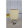 Image 3 : Vintage Cherub Table Lamp with Cut Glass Body and Pleated Cream Shade