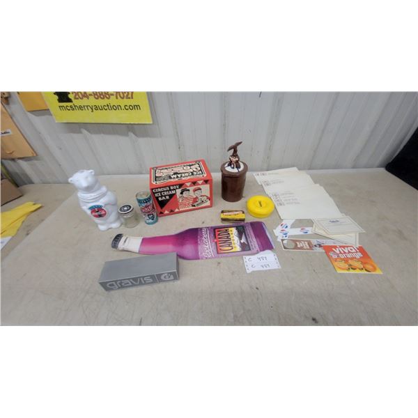 Nestle Quik Mug with Bunny Lid, Circus Boy Ice Cream Bar Box, Meggezones Tin, and More