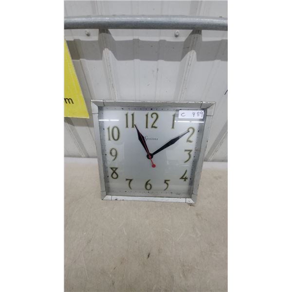 Sessions Vintage Square Electric Wall Clock with Gold Numerals and Red Second Hand 14.6 x 14.6"