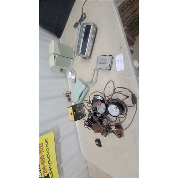 Sanyo SportStar AM/FM Radio Cassette Player, Vintage Telephone, Clock, Speakers, and More