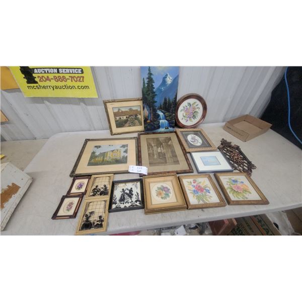 Framed Floral Cross-Stitch, Silhouette Art, Landscape Prints, and More