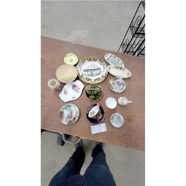 Assorted English Bone China Teacups, Saucers, Carlton Ware Dishes, Plate Wpg Old Fort Gary and More