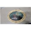 Image 1 : Vintage Oval Convex Bubble Glass Frame with Landscape Print, Ornate Floral Cream Frame18 x 25"