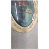 Image 4 : Vintage Oval Convex Bubble Glass Frame with Landscape Print, Ornate Floral Cream Frame18 x 25"