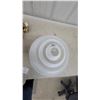 Image 3 : Vintage Flush-Mount Ceiling Light with Gold-Patterned Diffuser and White Glass Shade