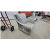Image 3 : Three-Piece Gray Wicker Patio Set with Cushions and Glass-Top Coffee Table