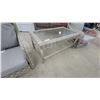 Image 4 : Three-Piece Gray Wicker Patio Set with Cushions and Glass-Top Coffee Table