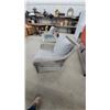 Image 7 : Three-Piece Gray Wicker Patio Set with Cushions and Glass-Top Coffee Table