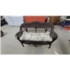 Image 1 : Dark Brown Wicker Settee with Geometric Pattern Cushions 52"