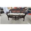 Image 2 : Dark Brown Wicker Settee with Geometric Pattern Cushions 52"