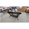 Image 5 : Dark Brown Wicker Settee with Geometric Pattern Cushions 52"