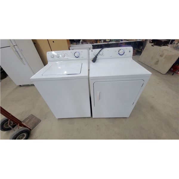 GE Top-Load Washer and Front-Load Electric Dryer Set, White