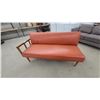 Image 1 : Mid-Century Modern Wooden Frame Sofa with Terracotta Vinyl Upholstery 64" Wide