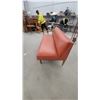 Image 2 : Mid-Century Modern Wooden Frame Sofa with Terracotta Vinyl Upholstery 64" Wide