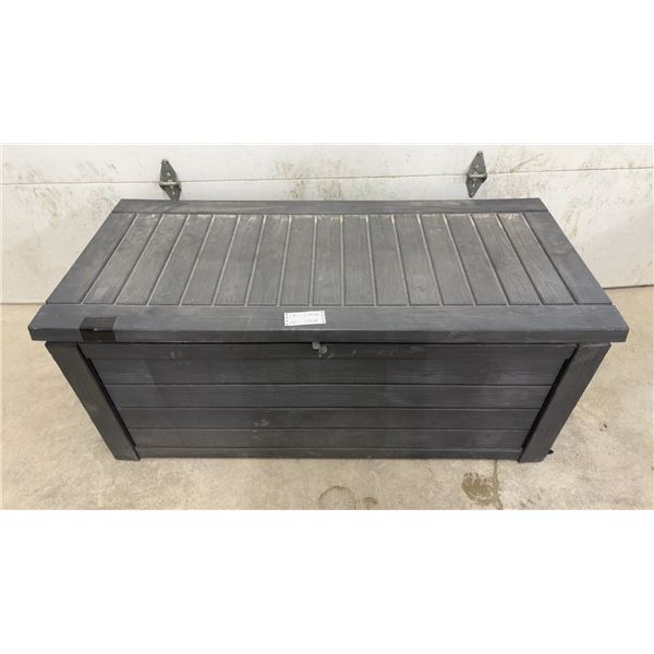 Keter Dark Gray Resin Outdoor Deck Storage Box with Faux Wood Grain Texture 28 x 26 x 60-1/2, Full