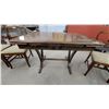 Image 2 : Duncan Phyfe Style Double Pedestal Pull Out -Leaf Dining Table 64 x 31 x 30" Extended Size with Six