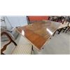 Image 5 : Duncan Phyfe Style Double Pedestal Pull Out -Leaf Dining Table 64 x 31 x 30" Extended Size with Six