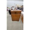 Image 1 : Art Deco Waterfall Highboy Chest of Drawers with Brass Ring Pulls, Circa 1930s 44 x 30 x 17"