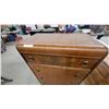 Image 3 : Art Deco Waterfall Highboy Chest of Drawers with Brass Ring Pulls, Circa 1930s 44 x 30 x 17"