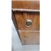 Image 7 : Art Deco Waterfall Highboy Chest of Drawers with Brass Ring Pulls, Circa 1930s 44 x 30 x 17"