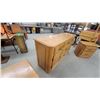 Image 4 : Oak Nine-Drawer Dresser with Brass Hardware 31 x 62 x 18" and Two Matching Nightstands 23 x 16 x