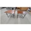 Image 1 : Pair of Rustic Wood and Wrought Iron End Tables 22 x 22 x 27"