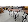 Image 4 : Pair of Rustic Wood and Wrought Iron End Tables 22 x 22 x 27"