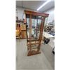 Image 1 : Lighted Wood and Glass Curio Display Cabinet with Mirrored Back and Glass Shelves 72 x 28 x 12" One