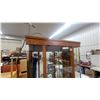 Image 4 : Lighted Wood and Glass Curio Display Cabinet with Mirrored Back and Glass Shelves 72 x 28 x 12" One