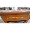 Image 4 : Electric Fireplace Mantel with Cherry-Tone Wood Cabinet and Decorative Carved Scrollwork with