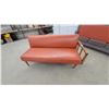 Image 1 : Mid-Century Modern Loveseat with Exposed Wood Frame and Terra Cotta Vinyl Upholstery 66" Wide