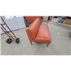 Image 4 : Mid-Century Modern Loveseat with Exposed Wood Frame and Terra Cotta Vinyl Upholstery 66" Wide