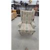 Image 1 : Upholstered Wingback Armchair with Southwestern Geometric Pattern