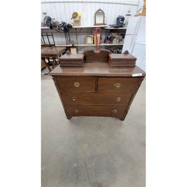 Antique Walnut Dressing Chest with Glove Boxes and Brass Pulls 40 x 38 x 18"