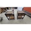 Image 1 : Pair of Woven Rattan End Tables with Single Drawer and Lower Shelf, Dark Wood Frame 24 x 20"×"18"