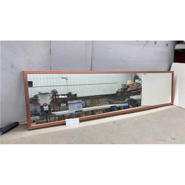 Rectangular Wall Mirror with Copper-Tone Metallic Frame, 63 x 16"
