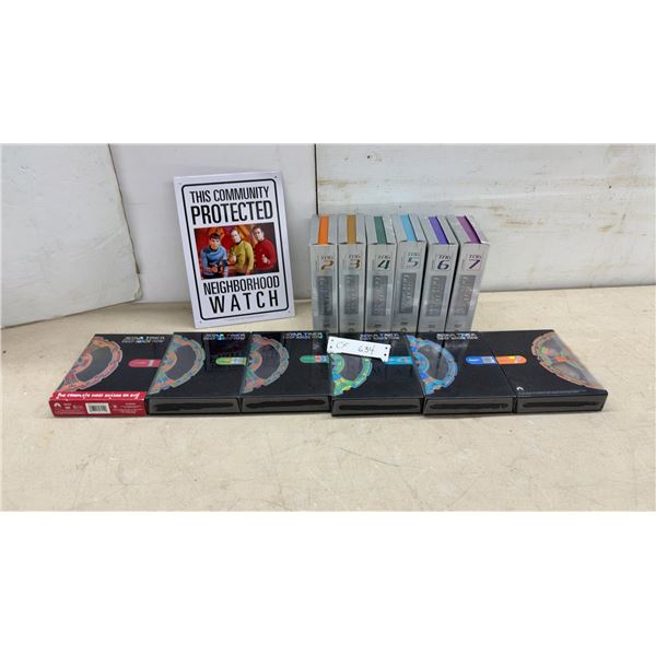 Star Trek: The Next Generation and Deep Space Nine DVD Box Sets with Neighborhood Watch Sign