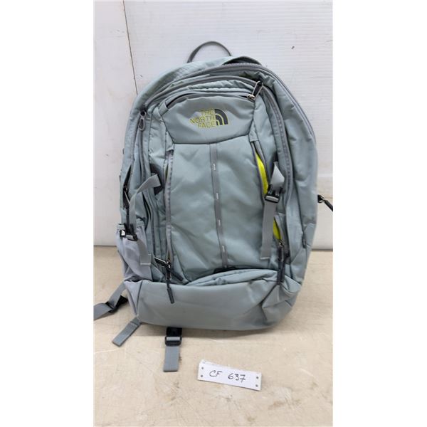 The North Face Surge Backpack, Gray with Neon Yellow Interior