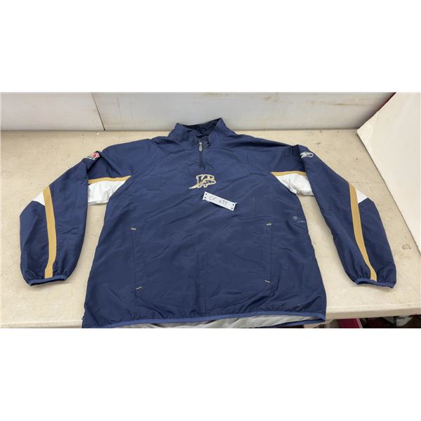 Reebok CFL Winnipeg Blue Bombers Quarter-Zip Pullover Jacket, Size Large
