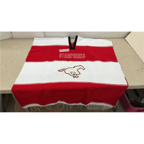 Calgary Stampeders CFL Fan Poncho with Logo and Fringe
